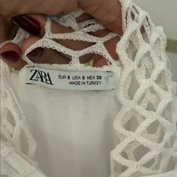 Zara White Backless Netted Dress - Picture 6 of 11